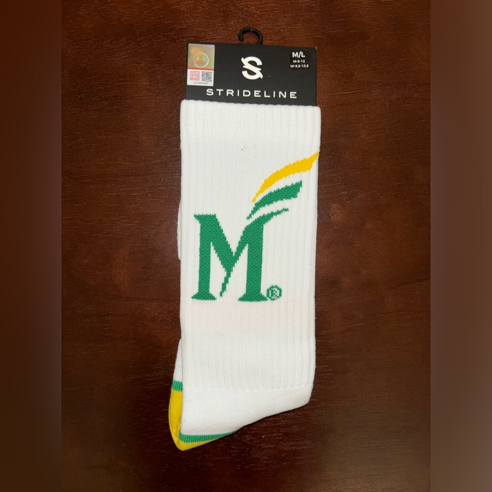 GEORGE MASON UNIVERSITY STRIDELINE CREW SOCKS NWT MEN’S SHOE SIZE 8-12